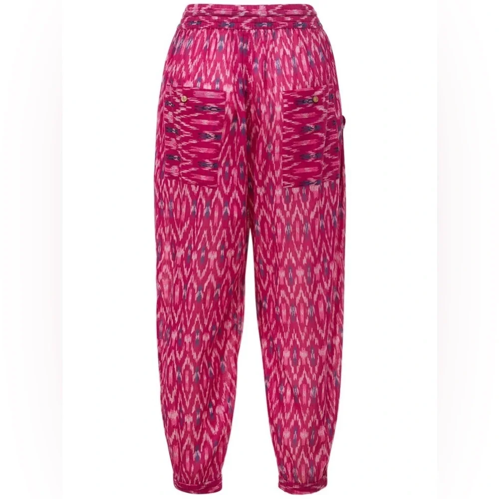 Isabel Marant Lagen Fuchsia Ikat Print Cotton Pant EU 36 US 4 Small